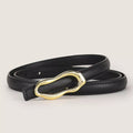 Cowhide Leather Belt with Abstract Gold Buckle