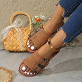Leopard Open Toe Flat Sandals