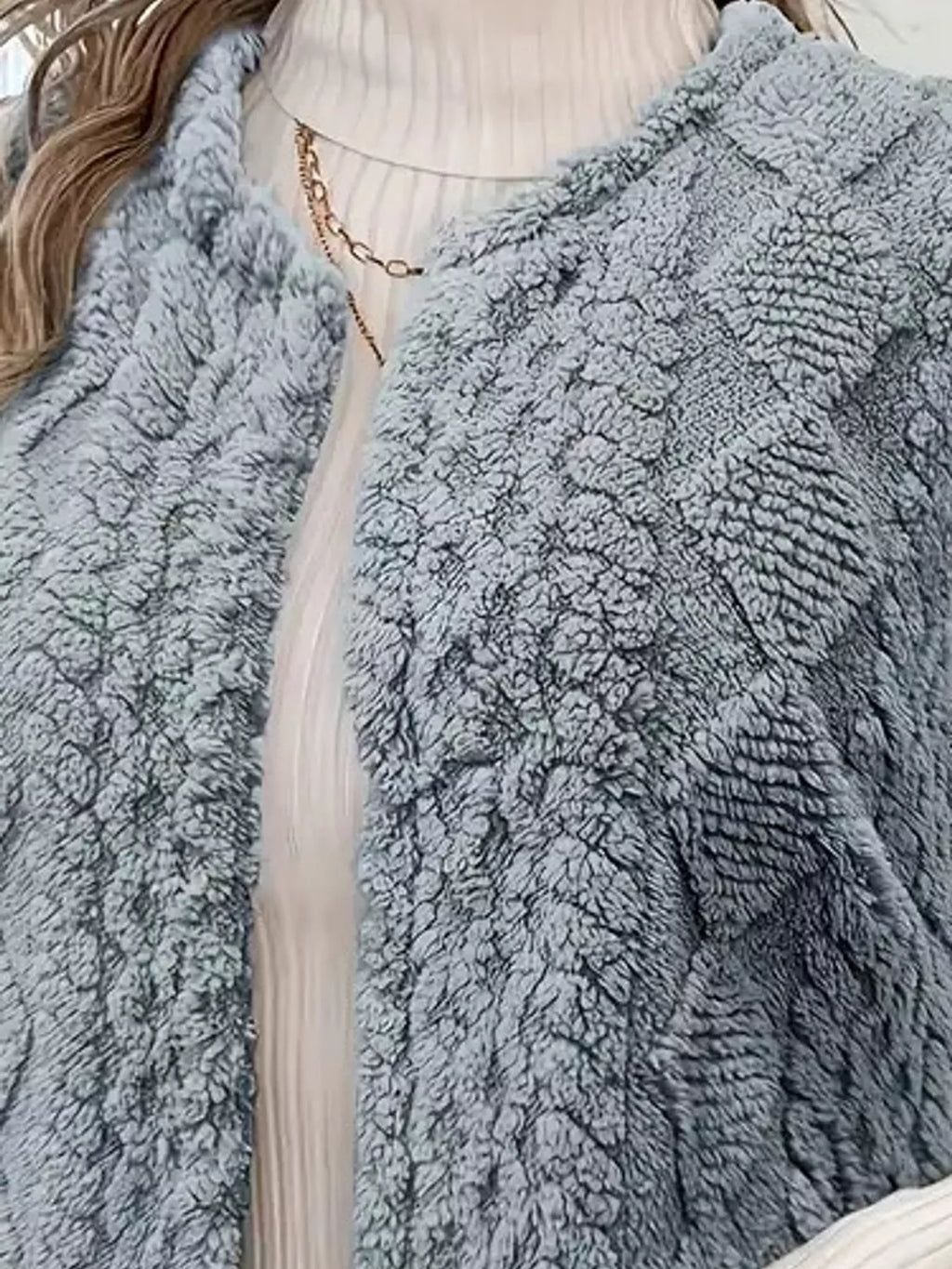 Sherpa Open Front Vest Coat