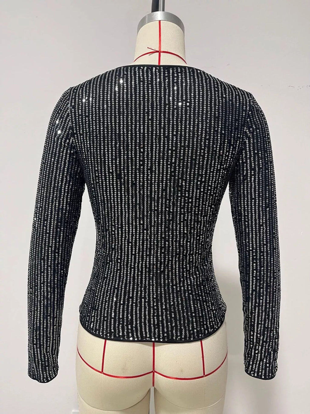 Sequin Long Sleeve Crop T-Shirt