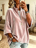 Full Size Velvet Quarter-Zip Sweatshirt Plus Size