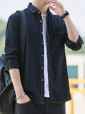 Men's Full Size Button Up Long Sleeve Denim Shirt Plus Size