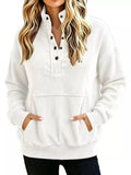 Full Size Quarter Snap Kangaroo Pocket Sweatshirt Plus Size