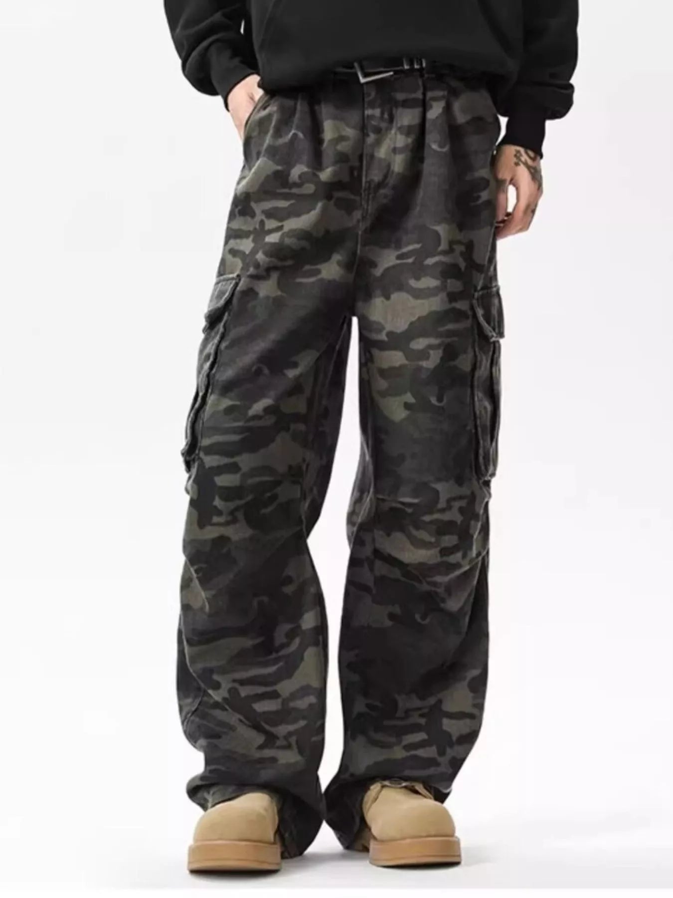 Men's Full Size Loose Fit Camouflage Cargo Pants Plus Size