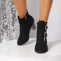 Point Toe Block Heels Boots