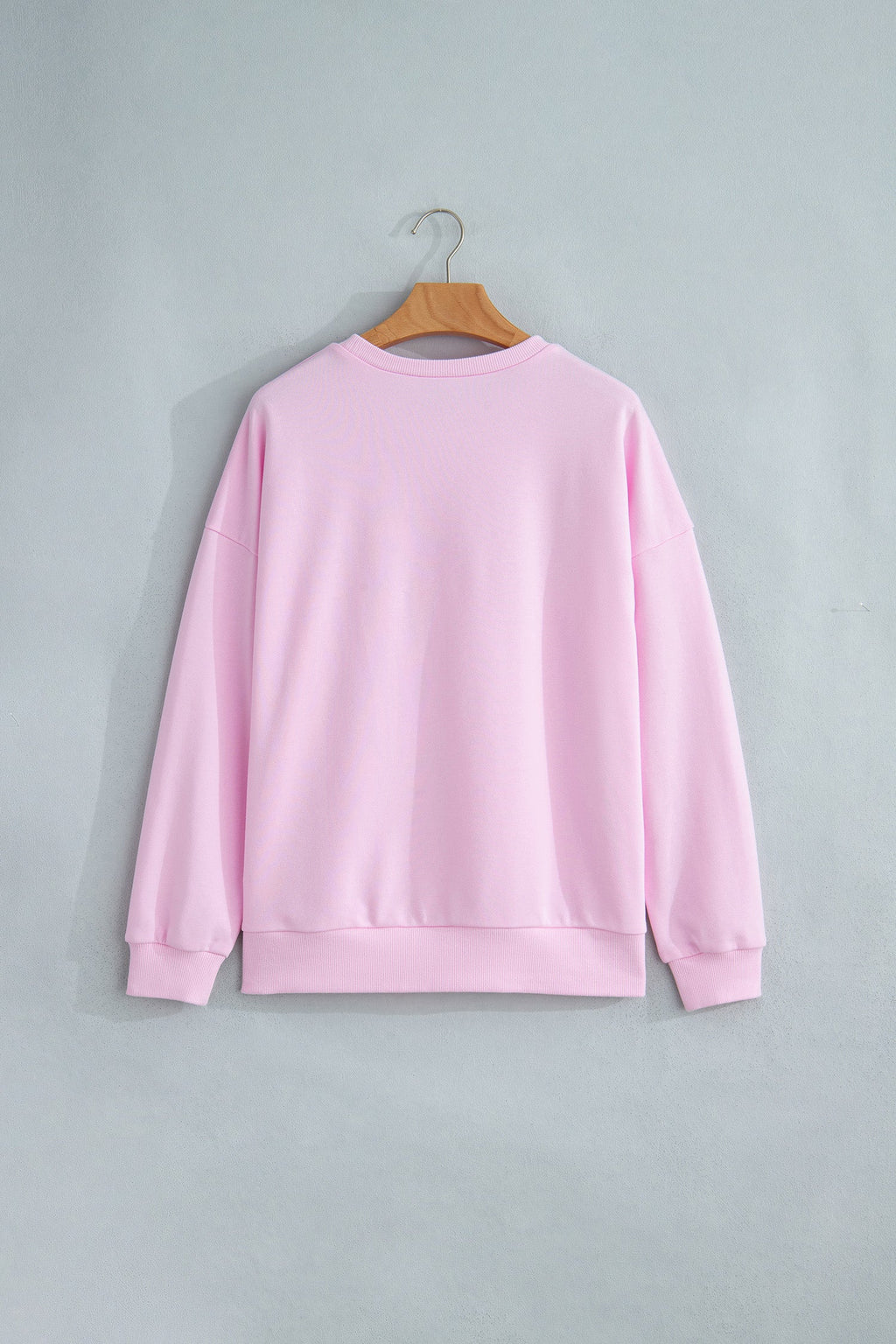 Pink Patchwork Stars Plaid Unique Floral Letters Baggy Sweatshirt