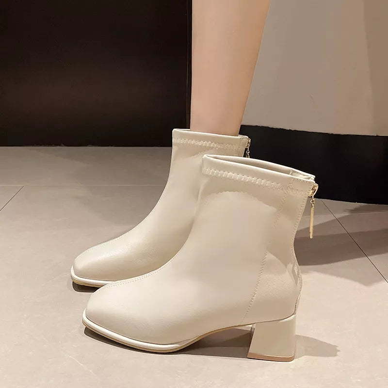 Square Toe Block Heels Boots