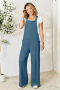 Full-Length Wide Strap Overalls with Pockets