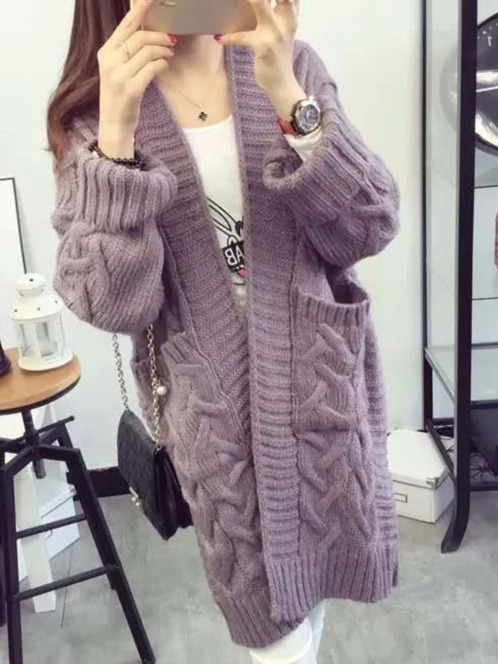 Chunky Knit Open Front Cardigan