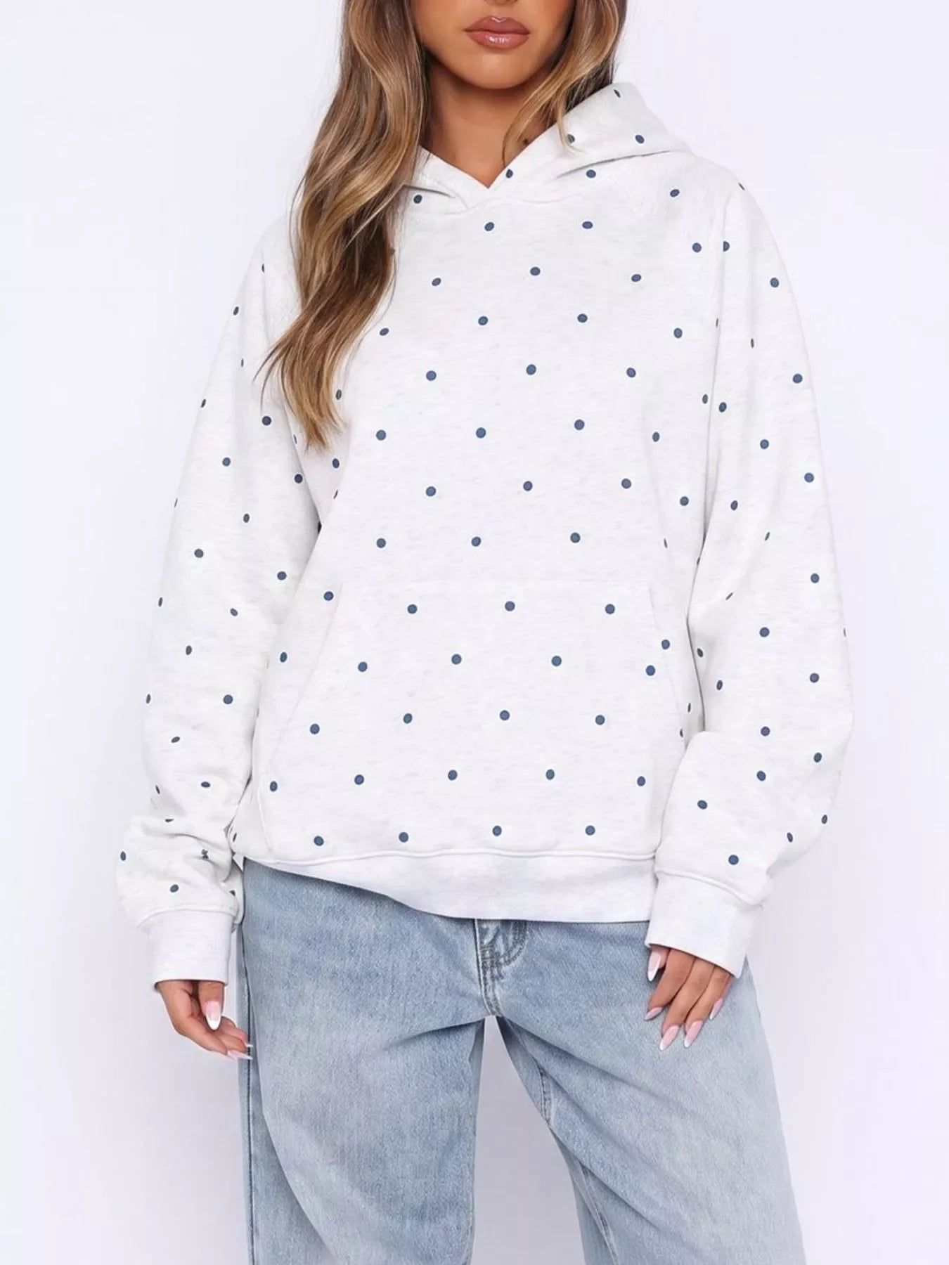 Polka Dot Raglan Sleeve Hoodie