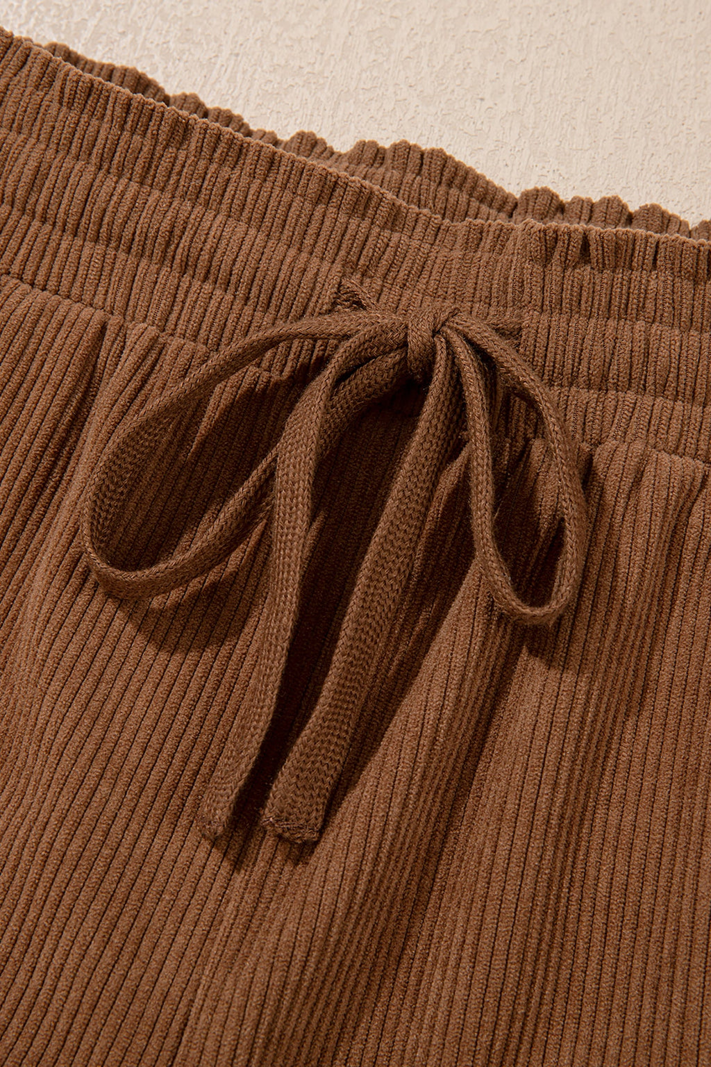 Solid Corduroy Drawstring Elastic Waist Cargo Pants