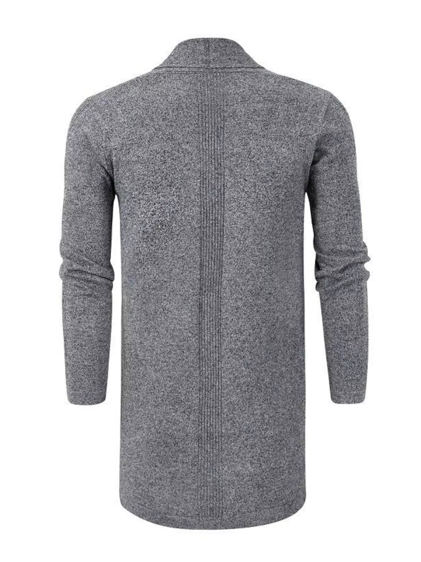 Men's Plus Size Heathered Open Front Longline Knit Cardigan with Pockets