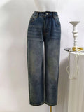 High-Waisted Straight Leg Jeans