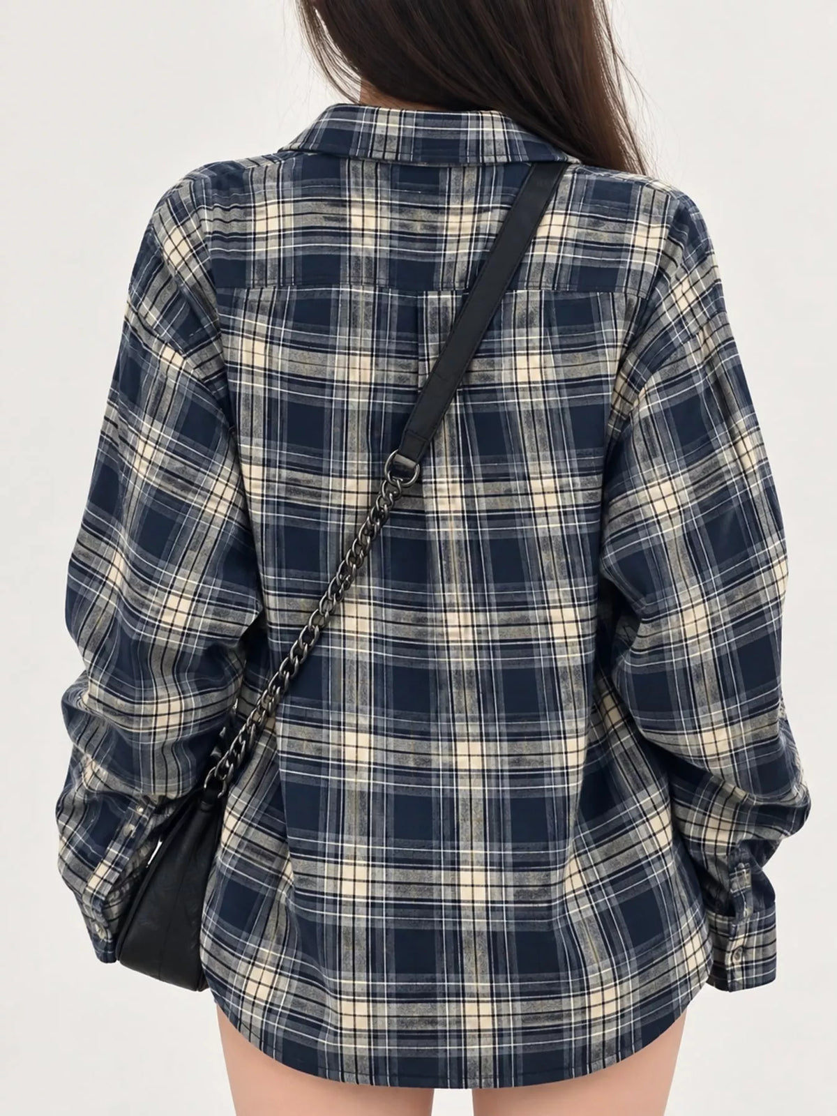 Casual Loose Fit Plaid Shirt