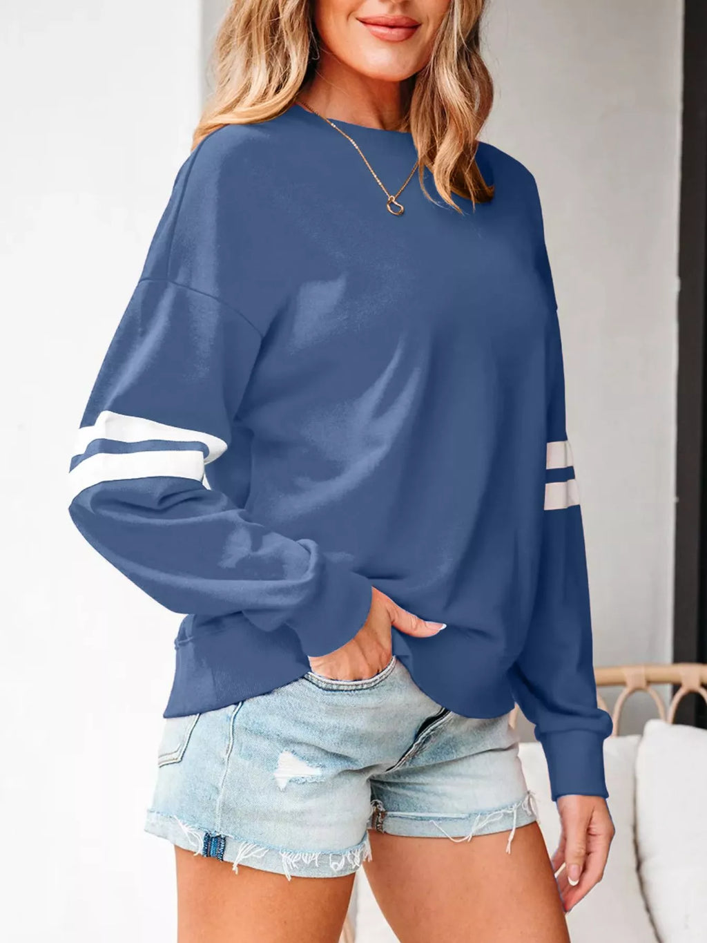 Striped Dropped Shoulder Sweatshirt