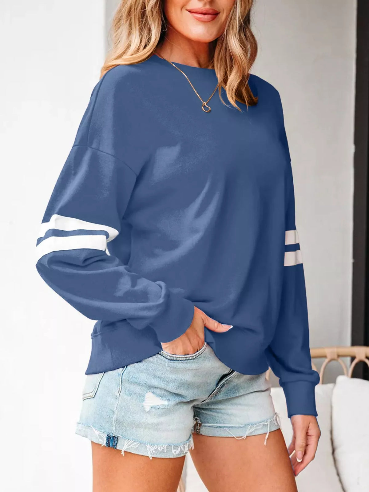 Striped Dropped Shoulder Sweatshirt
