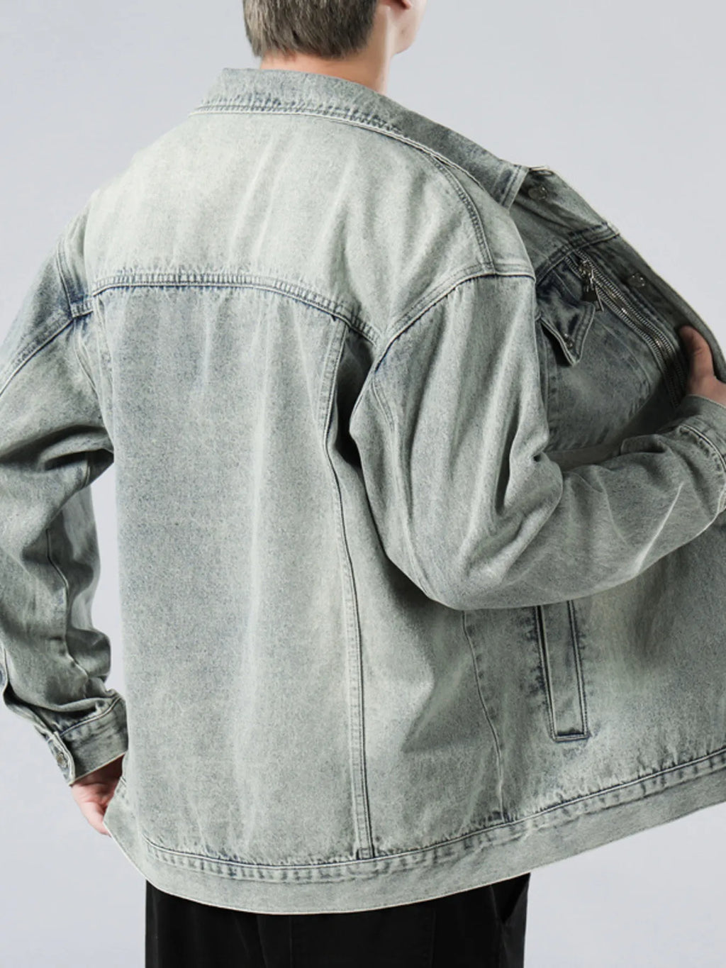 Men's Full Size Wash Button Up Denim Jacket Plus Size