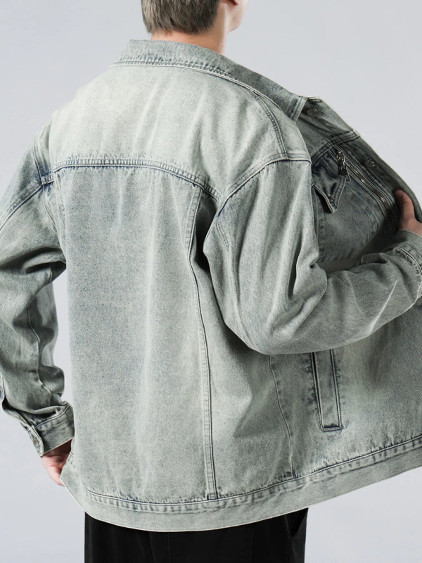 Men's Full Size Wash Button Up Denim Jacket Plus Size