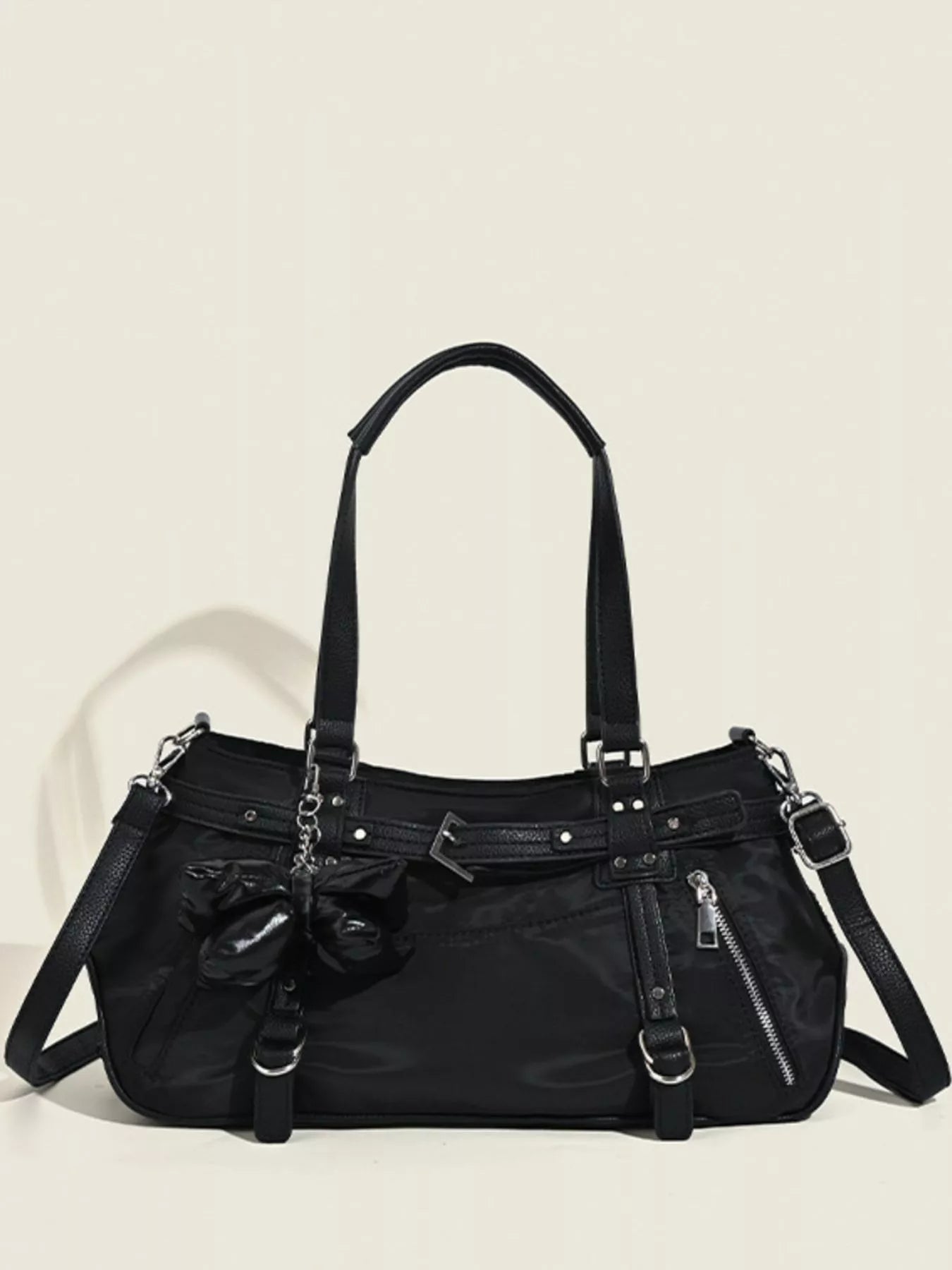 Buckle Decor Leather Handbag
