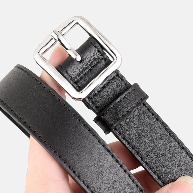 Leather Belt with Silver Buckle