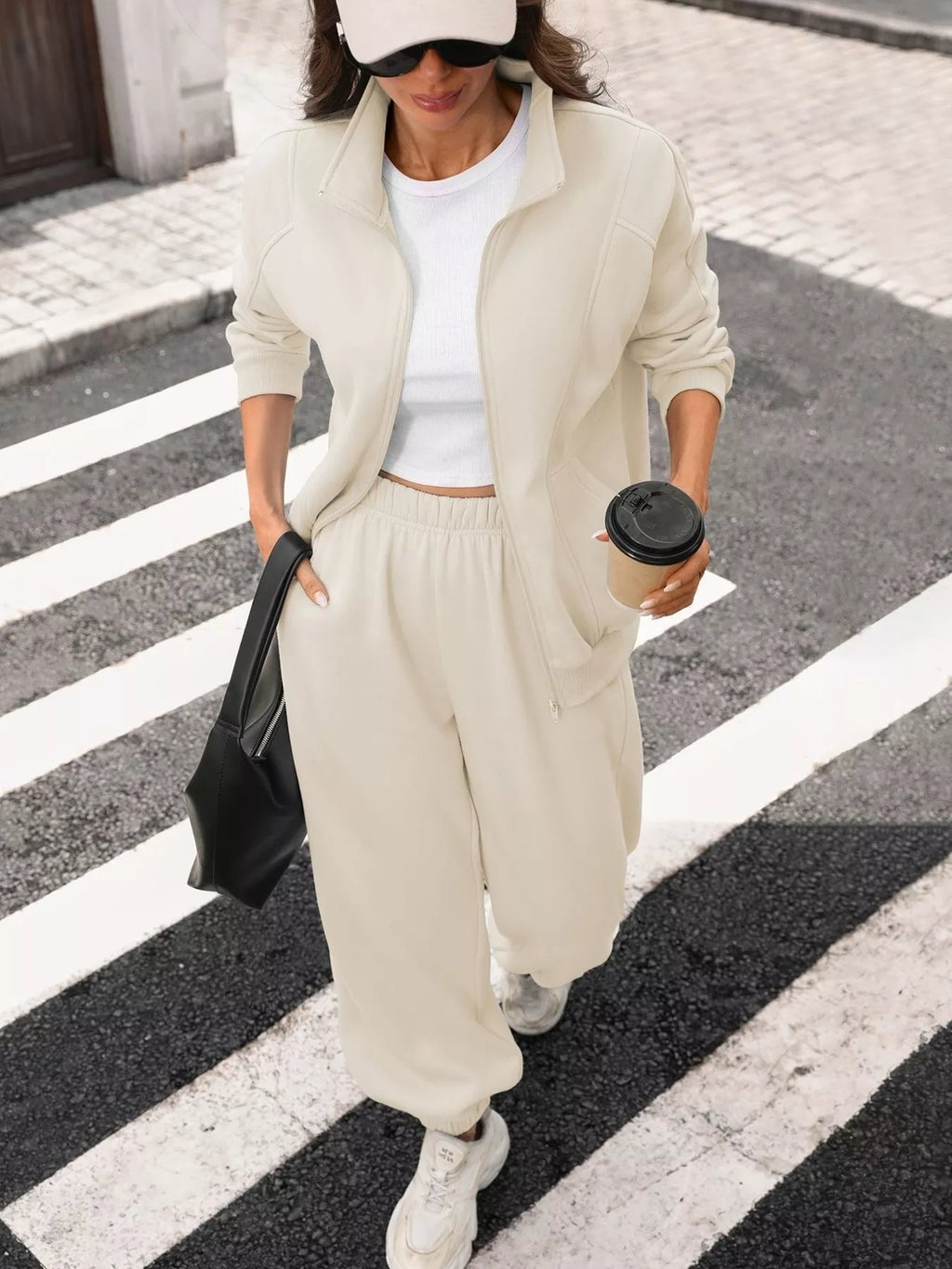 Zip-Up Long Sleeve Top and Pants Set