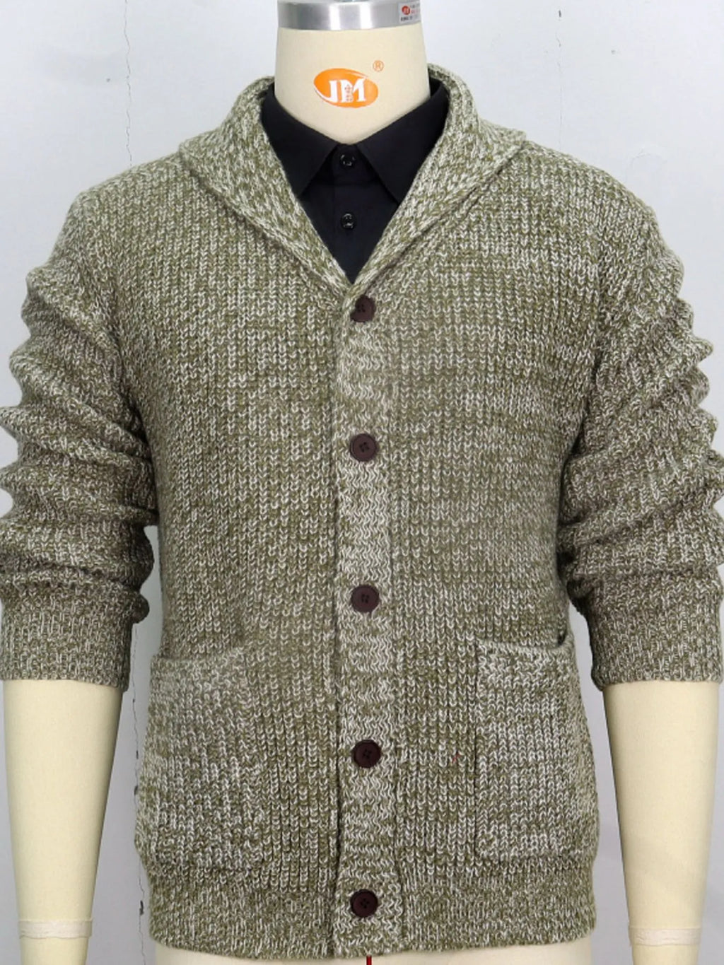 Men's Plus Size Button Up Long Sleeve Cardigan