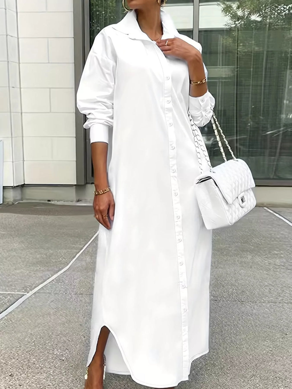 Plus Size Longline Button-Down Shirt