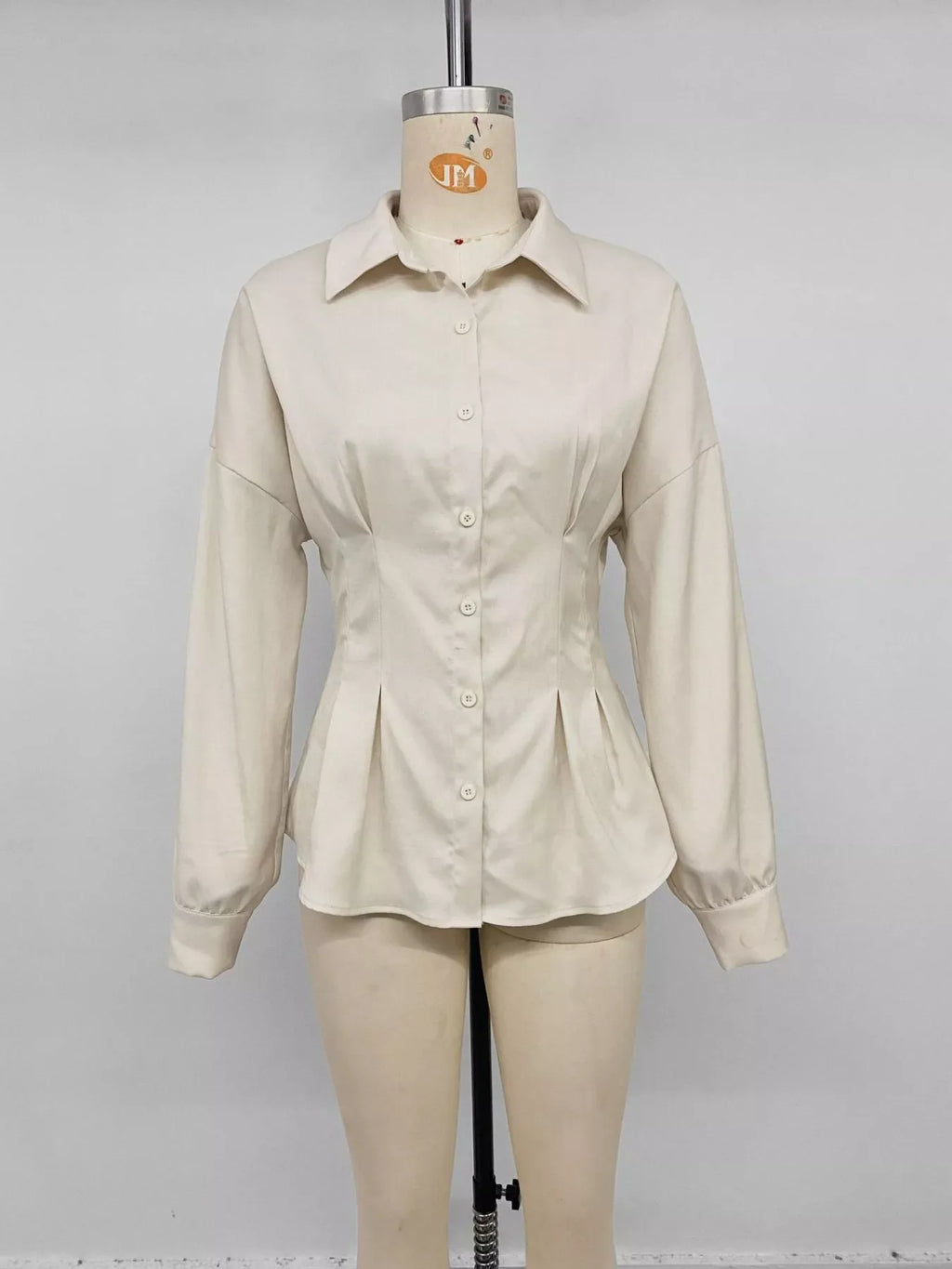 Ruched Button-Up Peplum Shirt