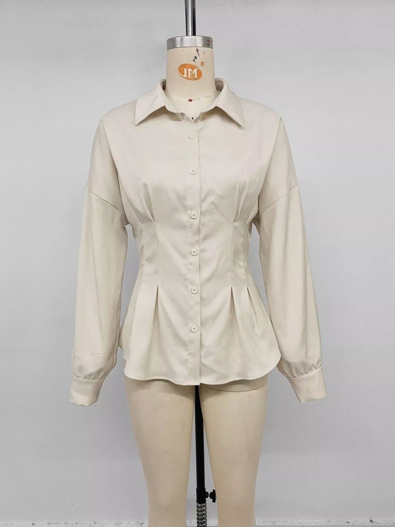 Ruched Button-Up Peplum Shirt
