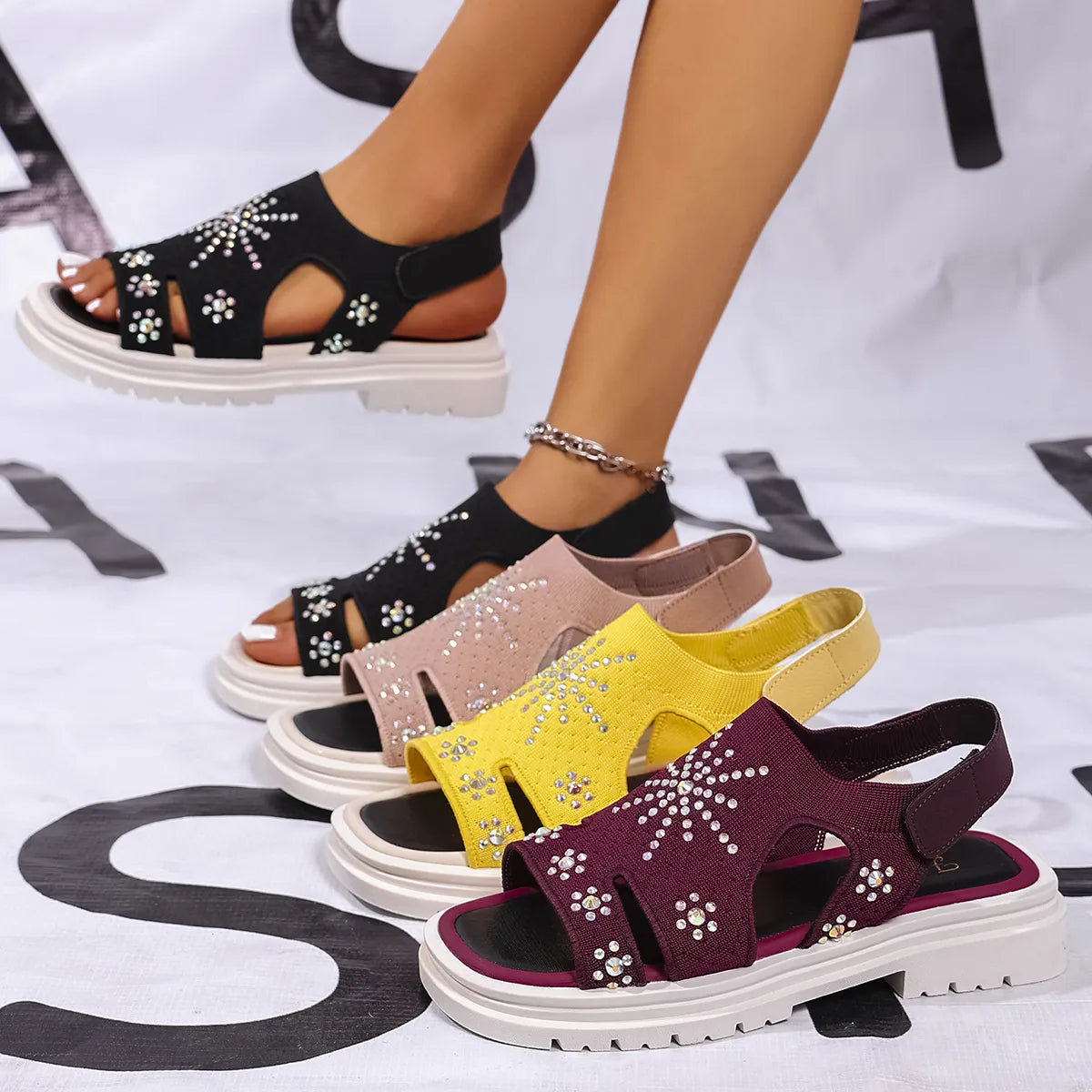 Rhinestone Open Toe Sandals