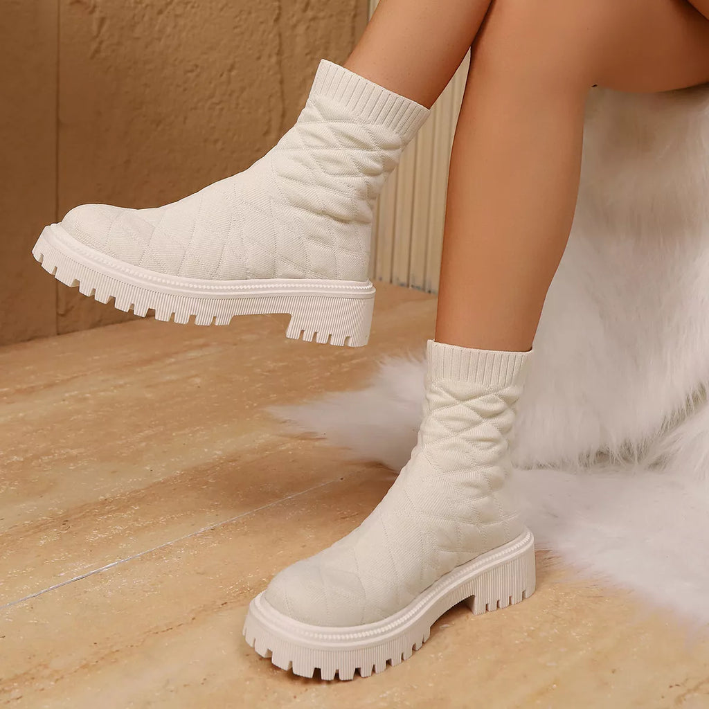 Round Toe Block Heels Boots