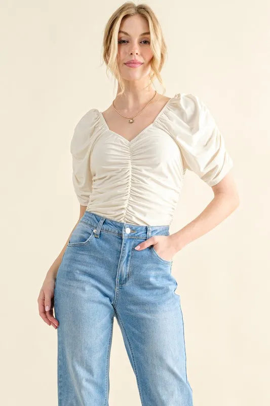 Ruched Soft Jersey Bodysuit