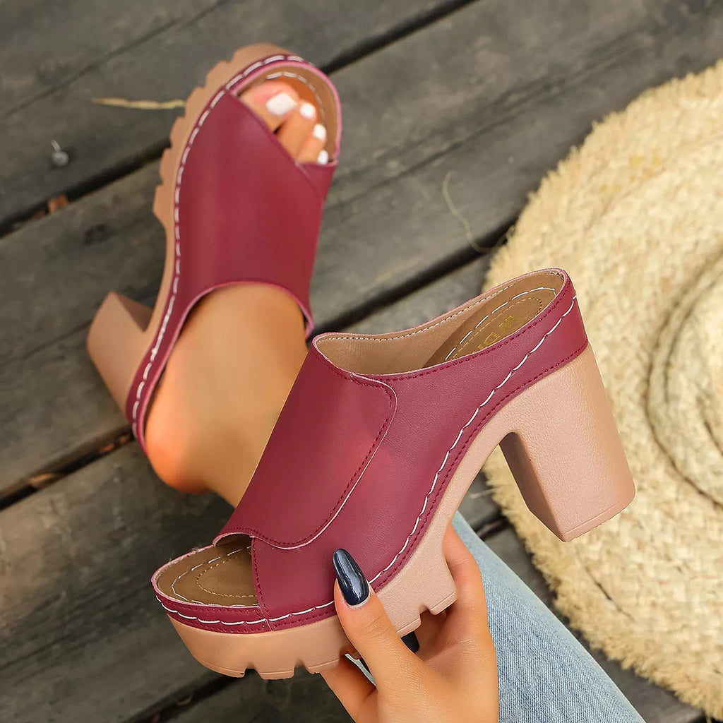 Peep Toe Block Heels Sandals