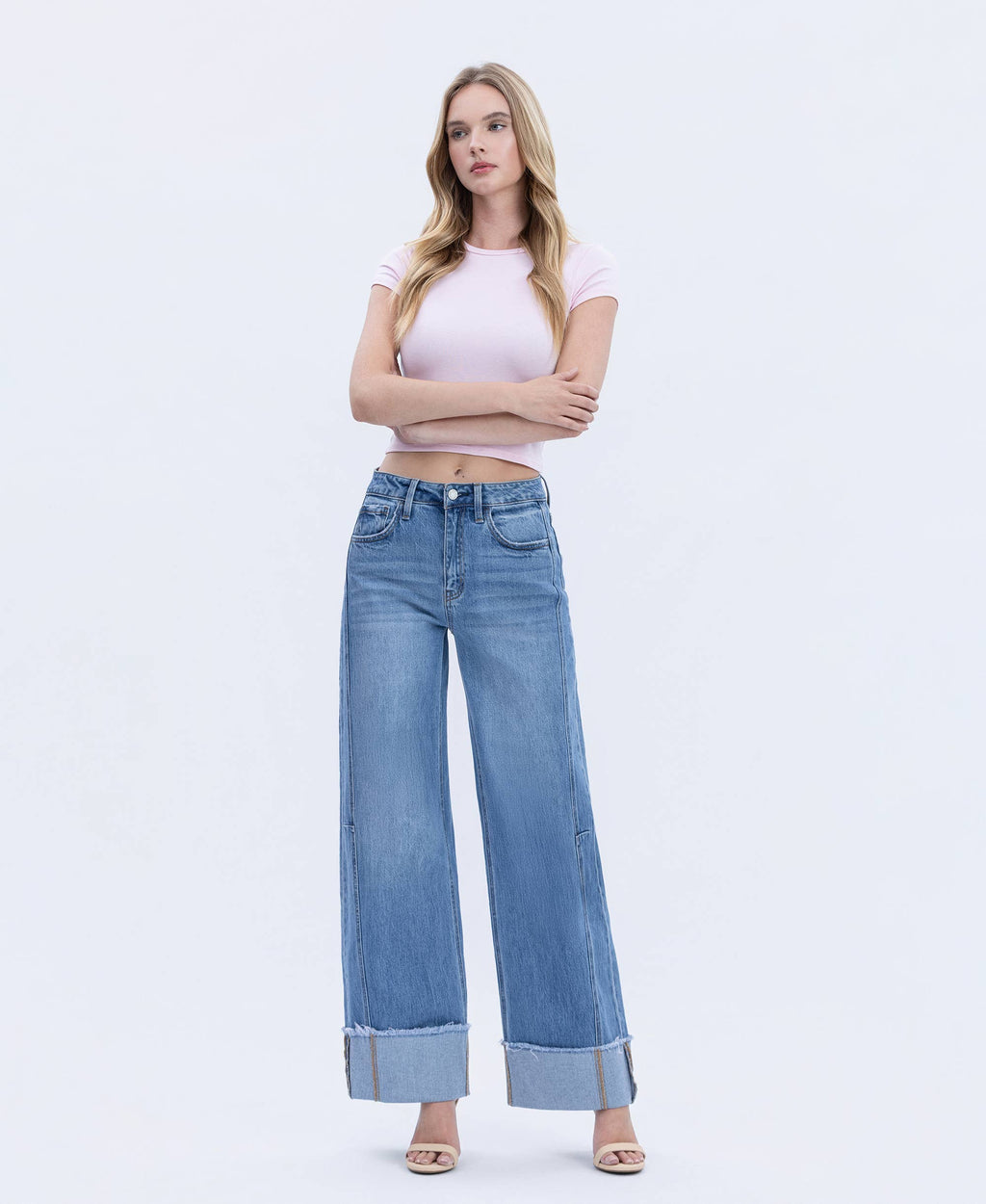 Mia High Rise Cuffed Wide Jeans