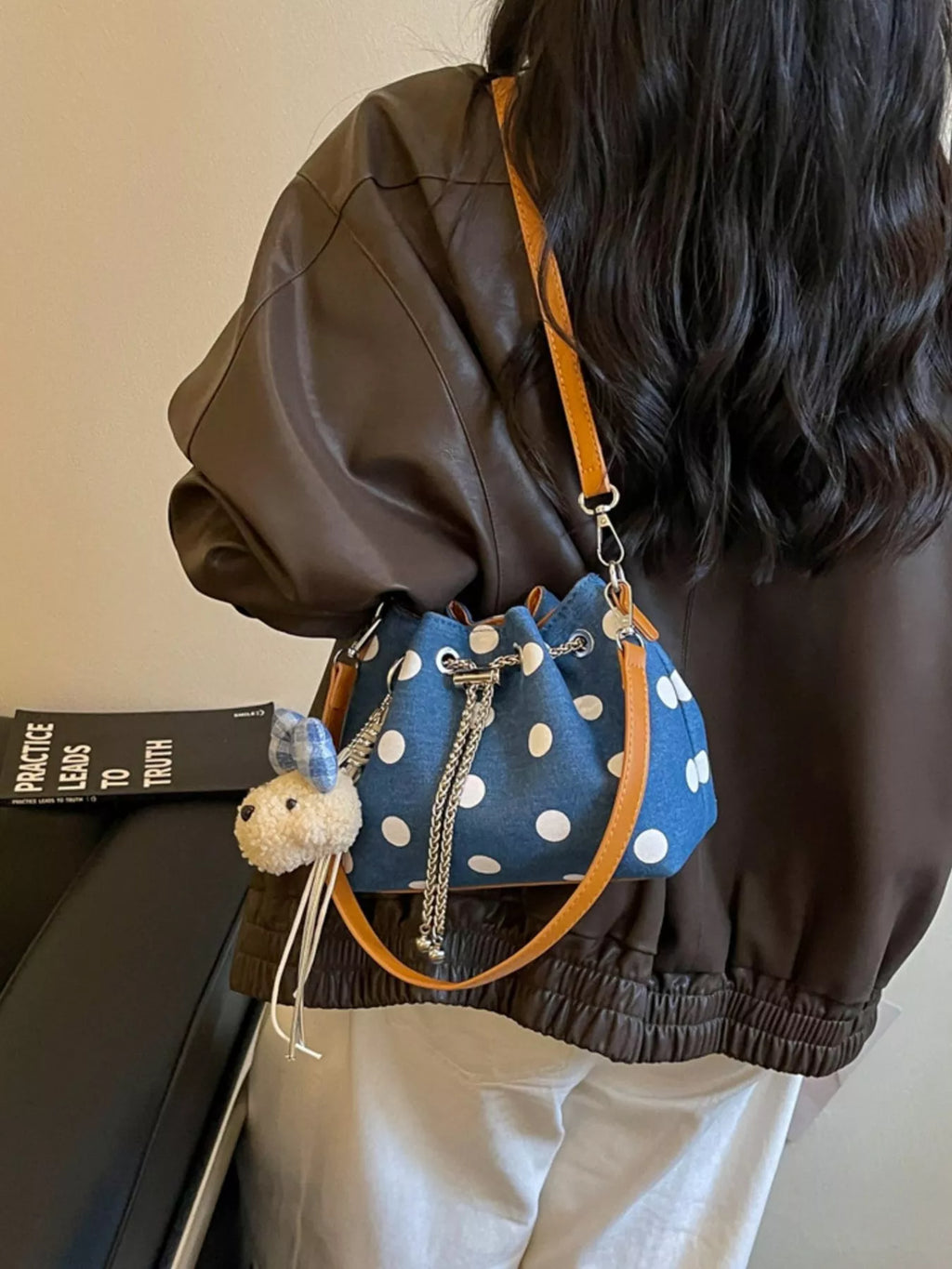 Polka Dot Bucket Crossbody Bag