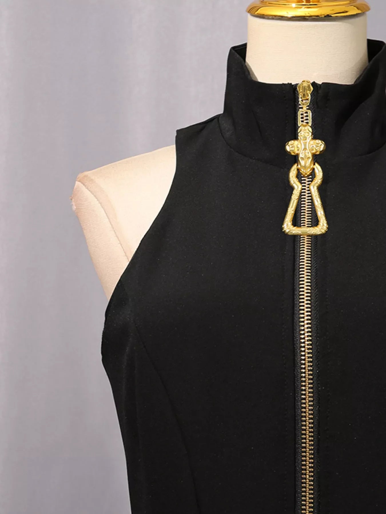 Zip Up Sleeveless Mini Dress
