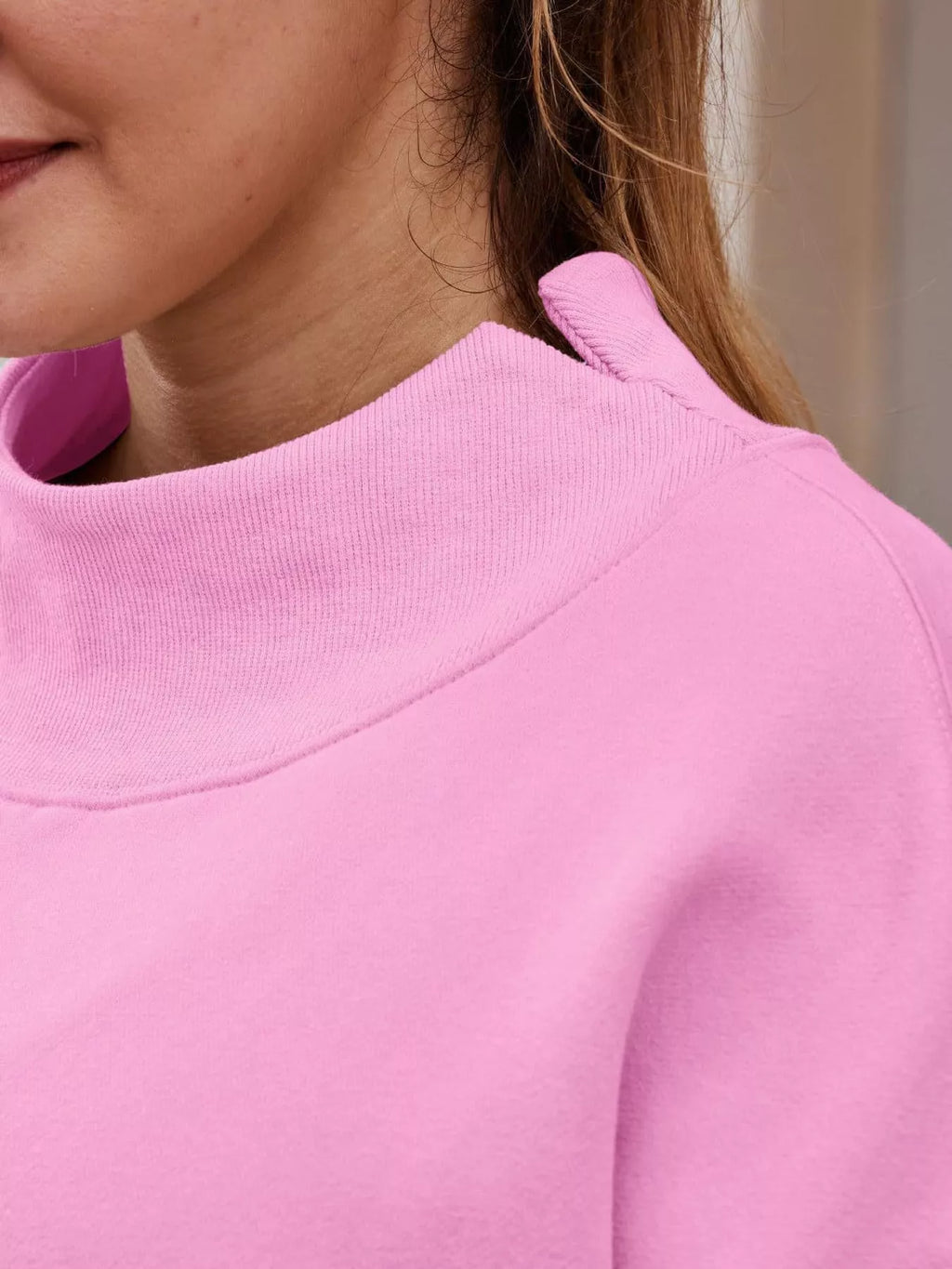 Oversized Mock Neck Long Sleeve Sweatshirt