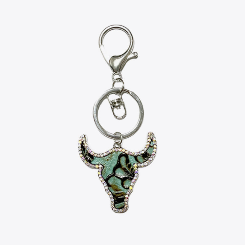 Bull Shape Rhinestone Western Key Chain