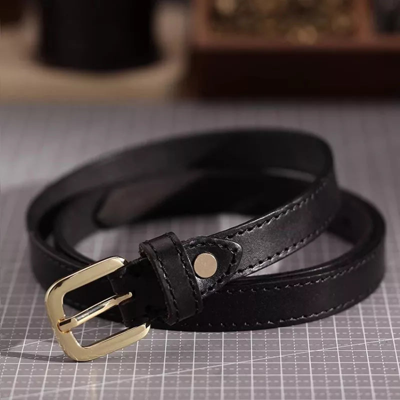 Classic Leather Belt with Buckle