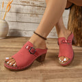 Buckle Strap Block Heel Sandals