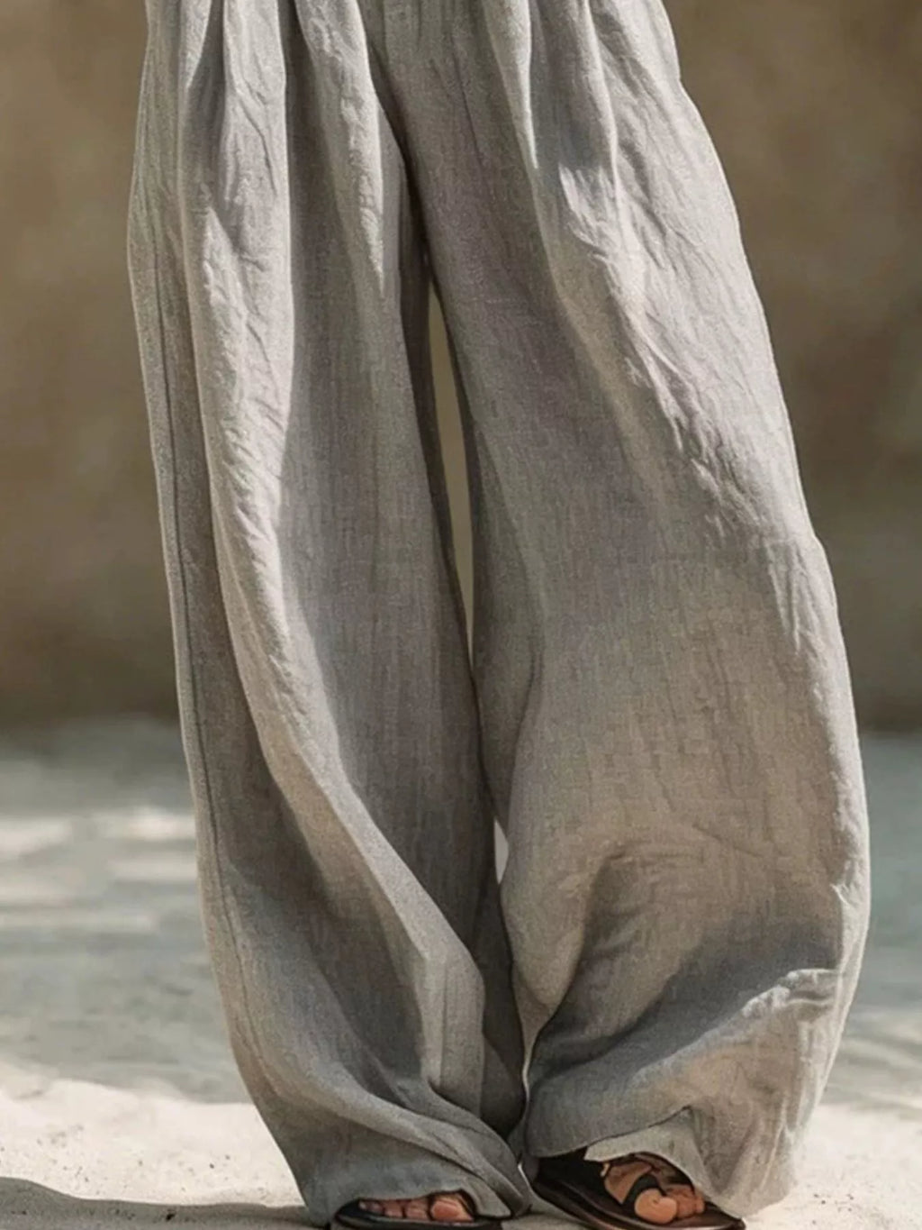 Full Size Elastic Waistband Wide Leg Pants Plus Size