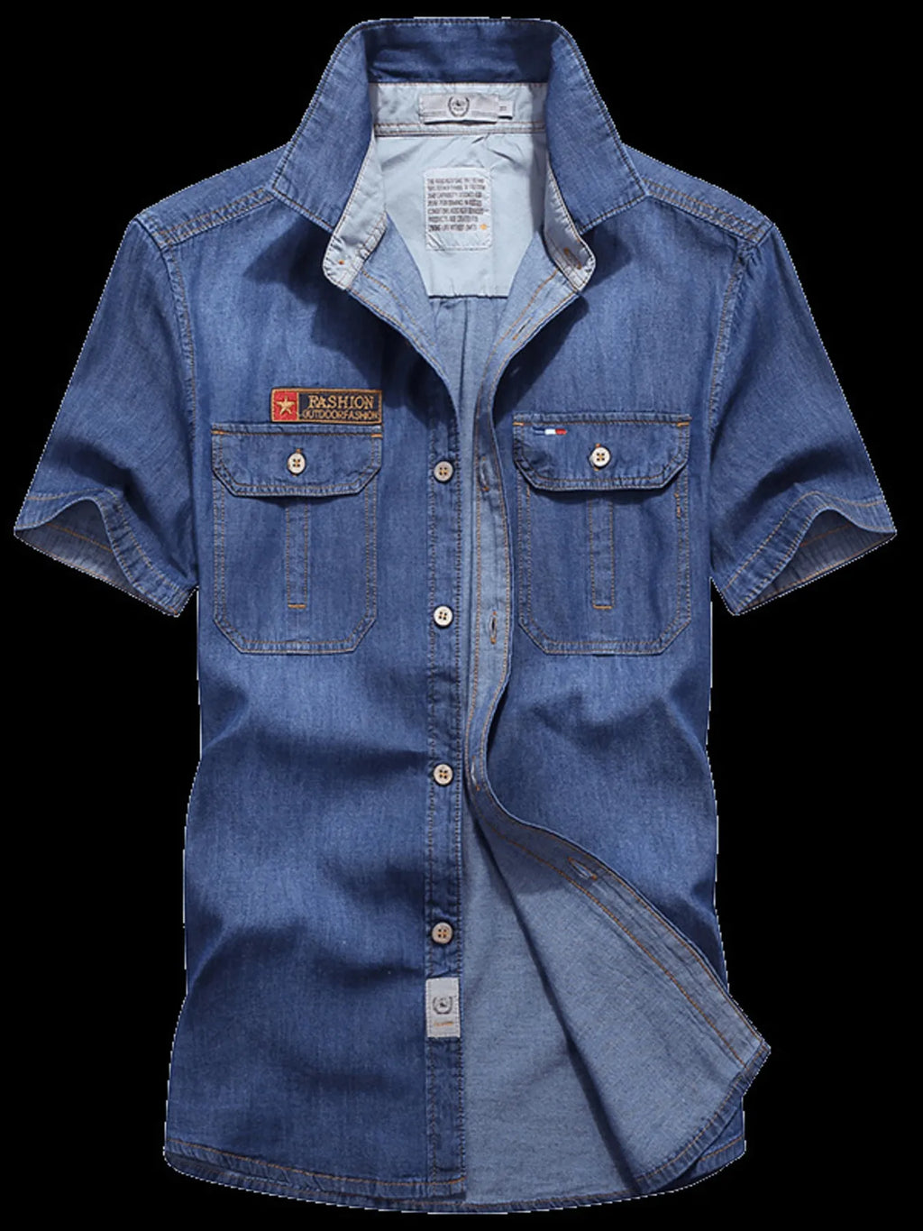 Men's Full Size Casual Short Sleeve Denim Shirt Plus Size