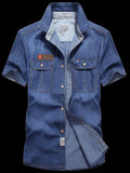 Men's Full Size Casual Short Sleeve Denim Shirt Plus Size