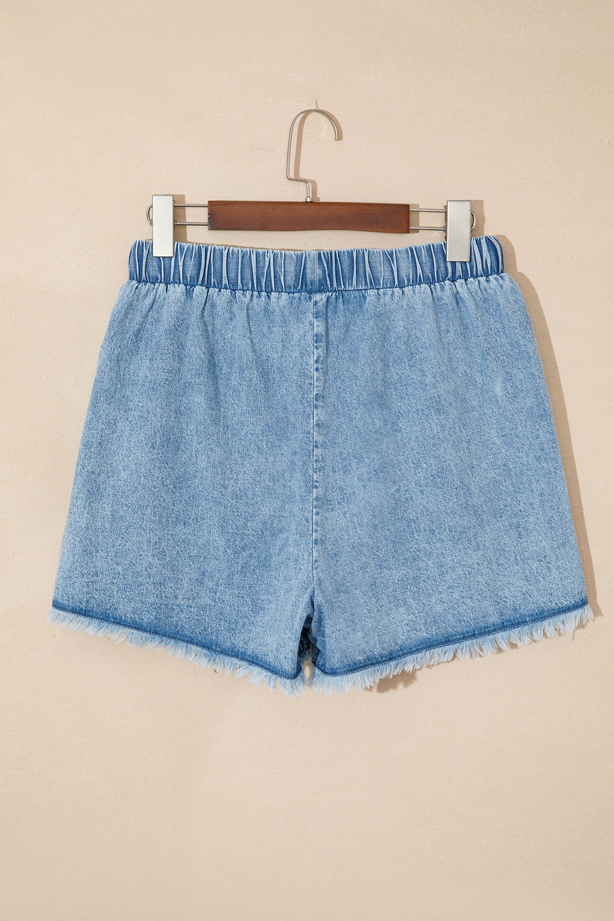 Denim Frayed Edge Acid Wash Shorts