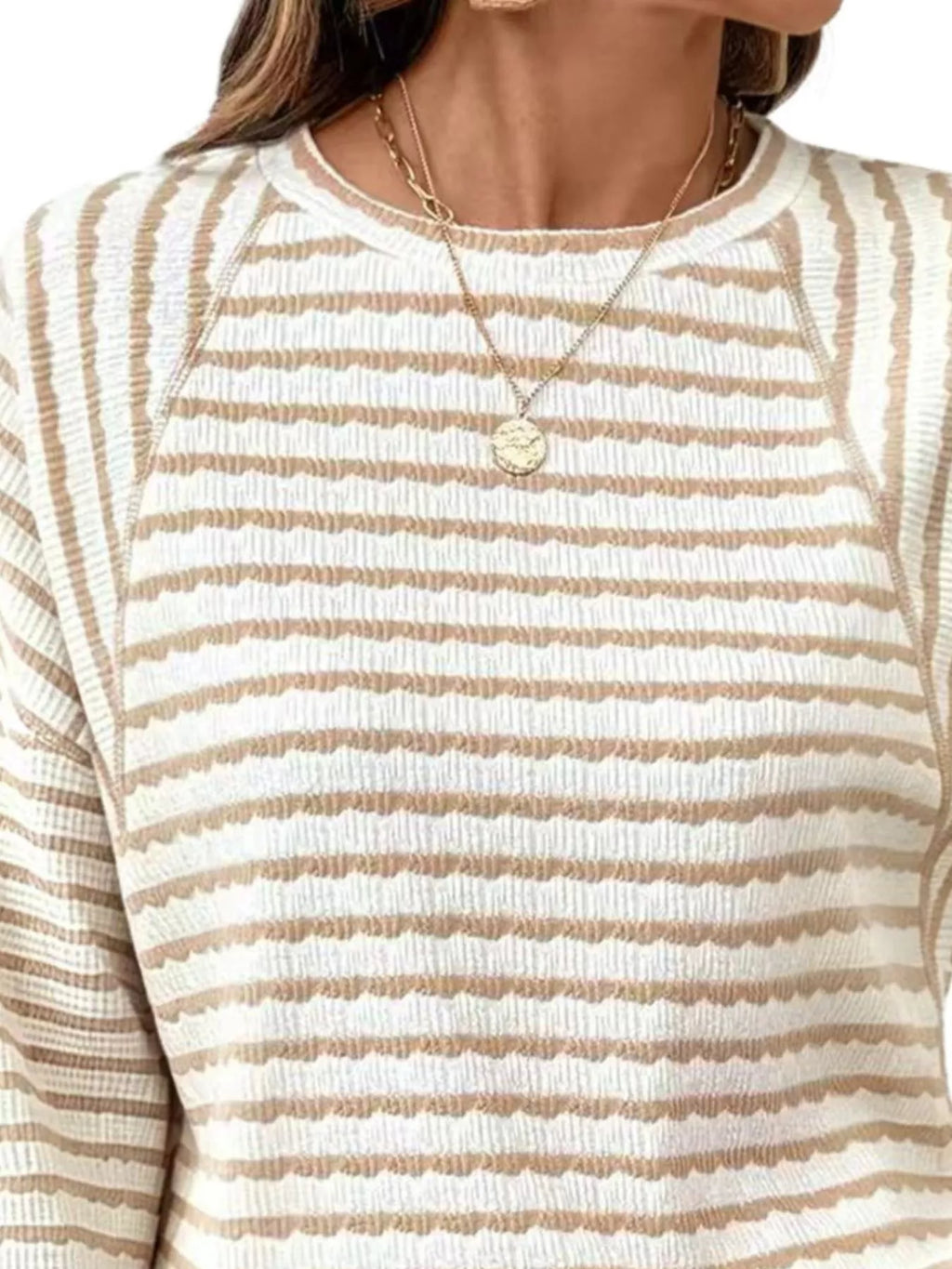 Casual Striped Raglan Sleeve Long-Sleeve T-Shirt