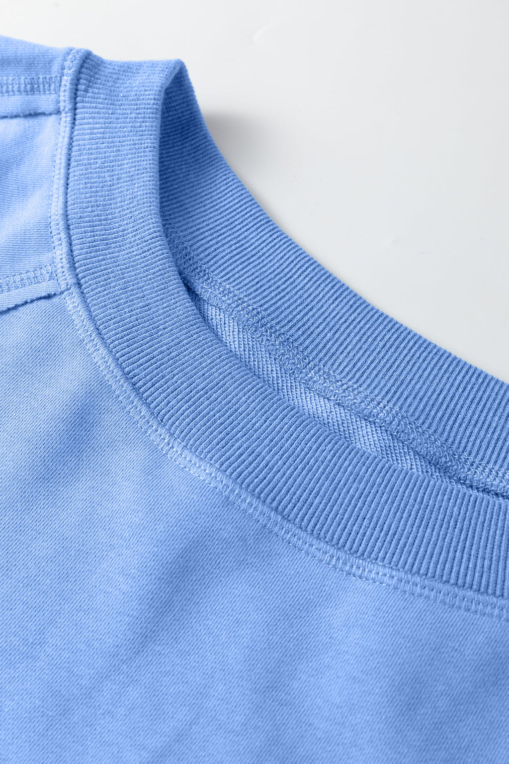 Beau Blue Solid Color Raw Seam Patchwork Baggy Sweatshirt