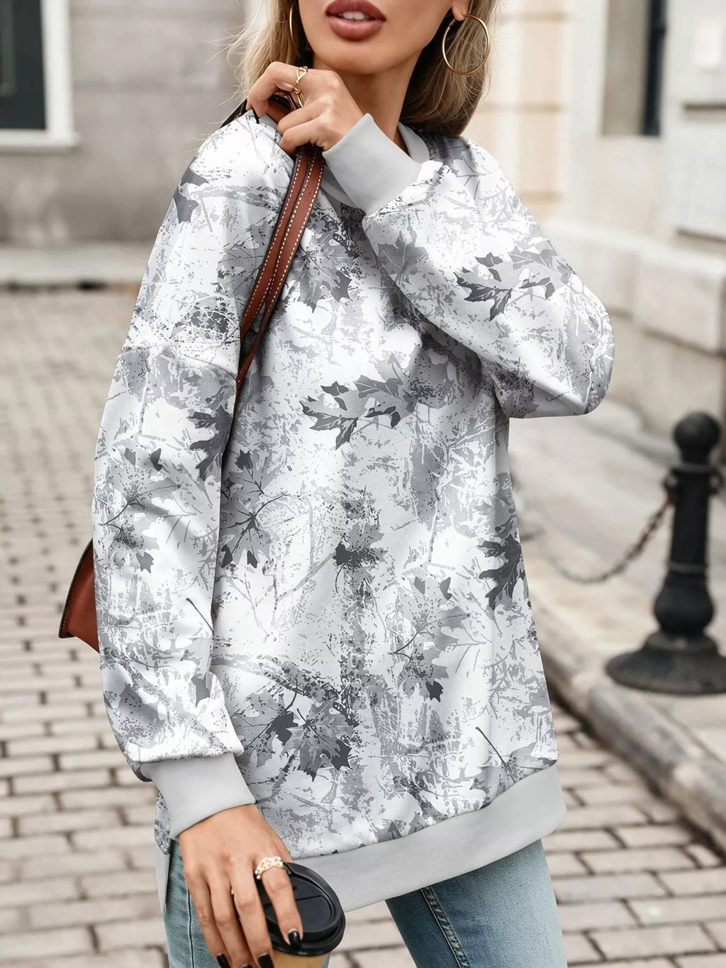 Camouflage Print Crewneck Sweatshirt