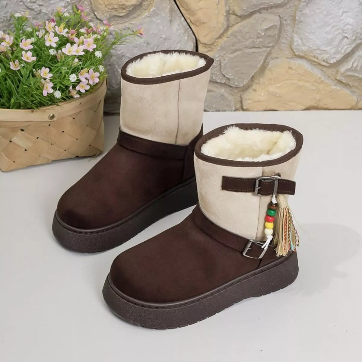 Bohemian Style Ankle Boots with Tassel Decor
