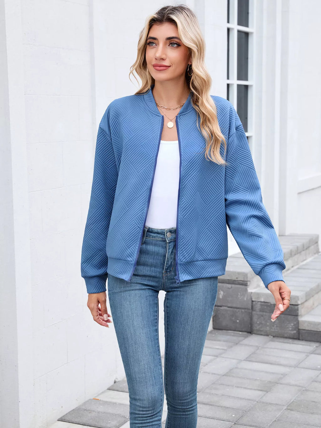 Textured Zip Up Jacket