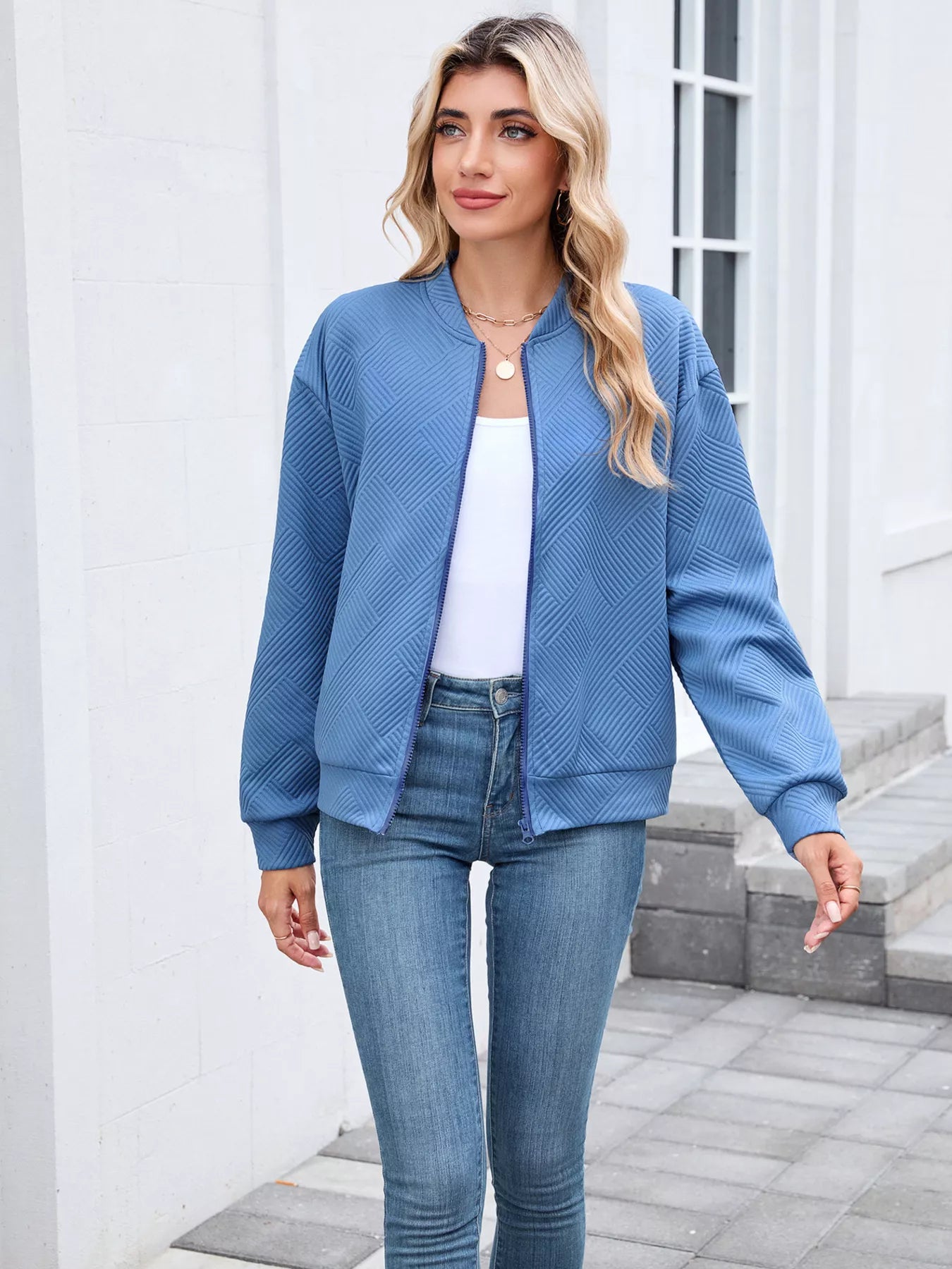 Textured Zip Up Jacket